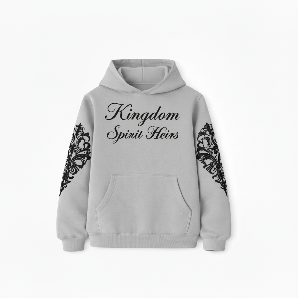Kingdom Spirit Heirs Hoodie - Light Grey with Black Design