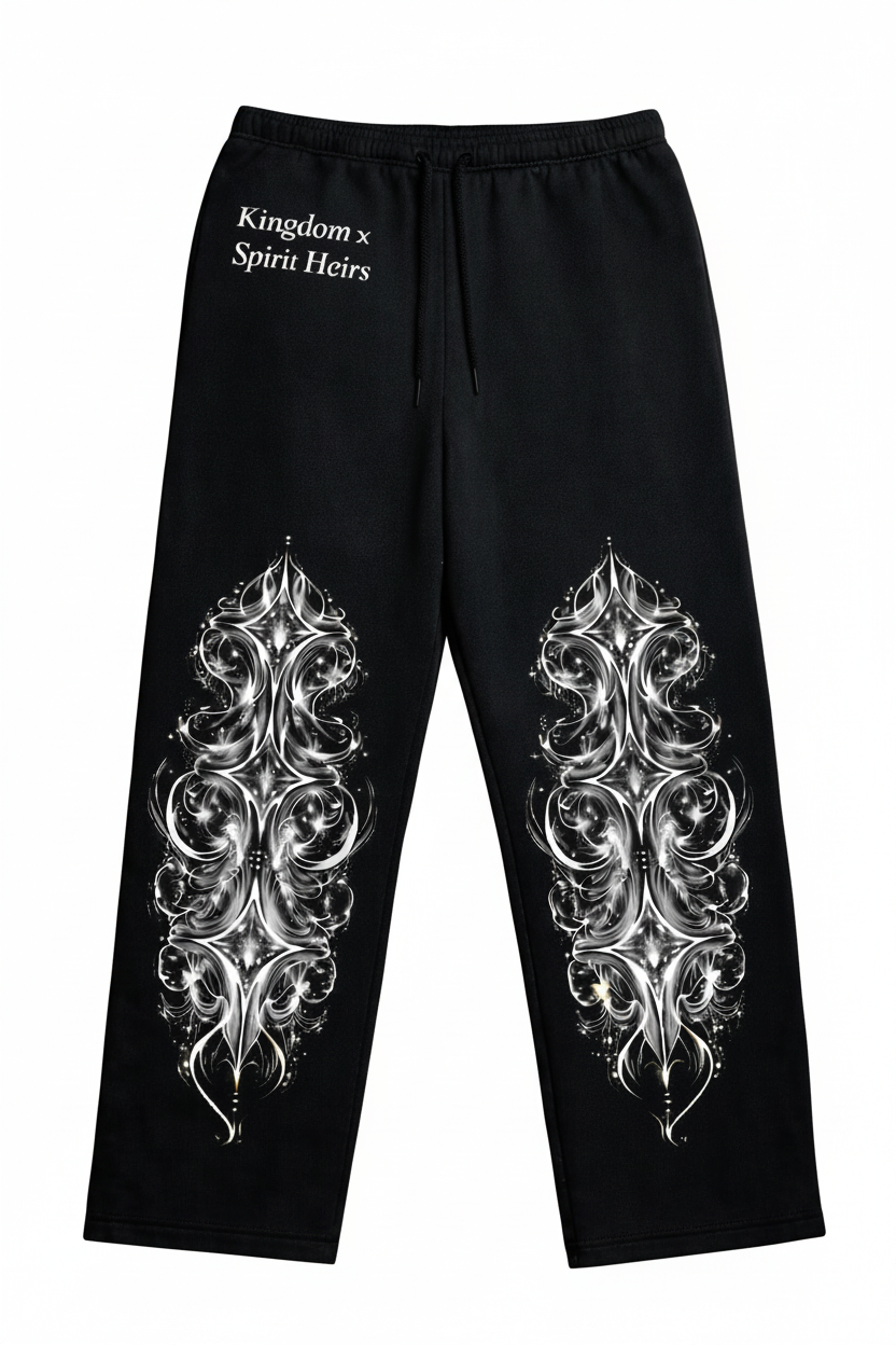 Kingdom x Spirit Heirs Black Joggers - White Background